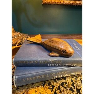 Vintage Hand Carved Wooden Whale Figurine 6.5" Folk Art Sculpture